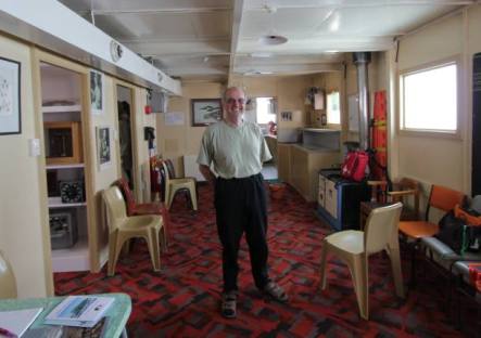 Tim Haskell inside the original Scott base hut